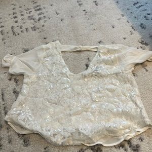 Astr size XS ivory white beaded crop top